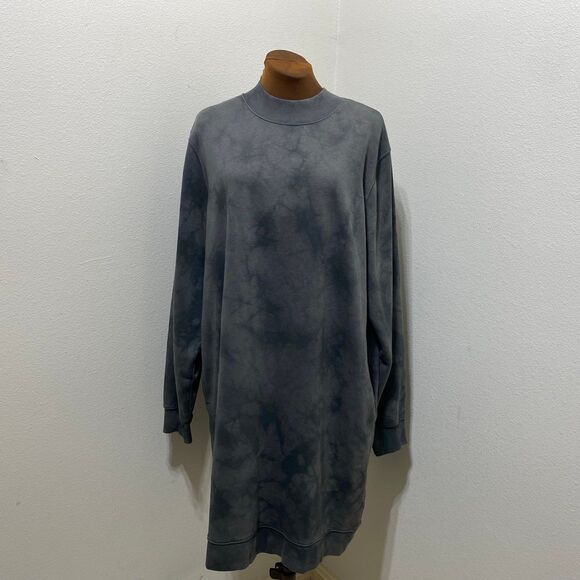 Gap Sweatshirt Dress Gray Tie Dye Long Sleeve Mock Neck Pockets Size XL Tall - Picture 1 of 9